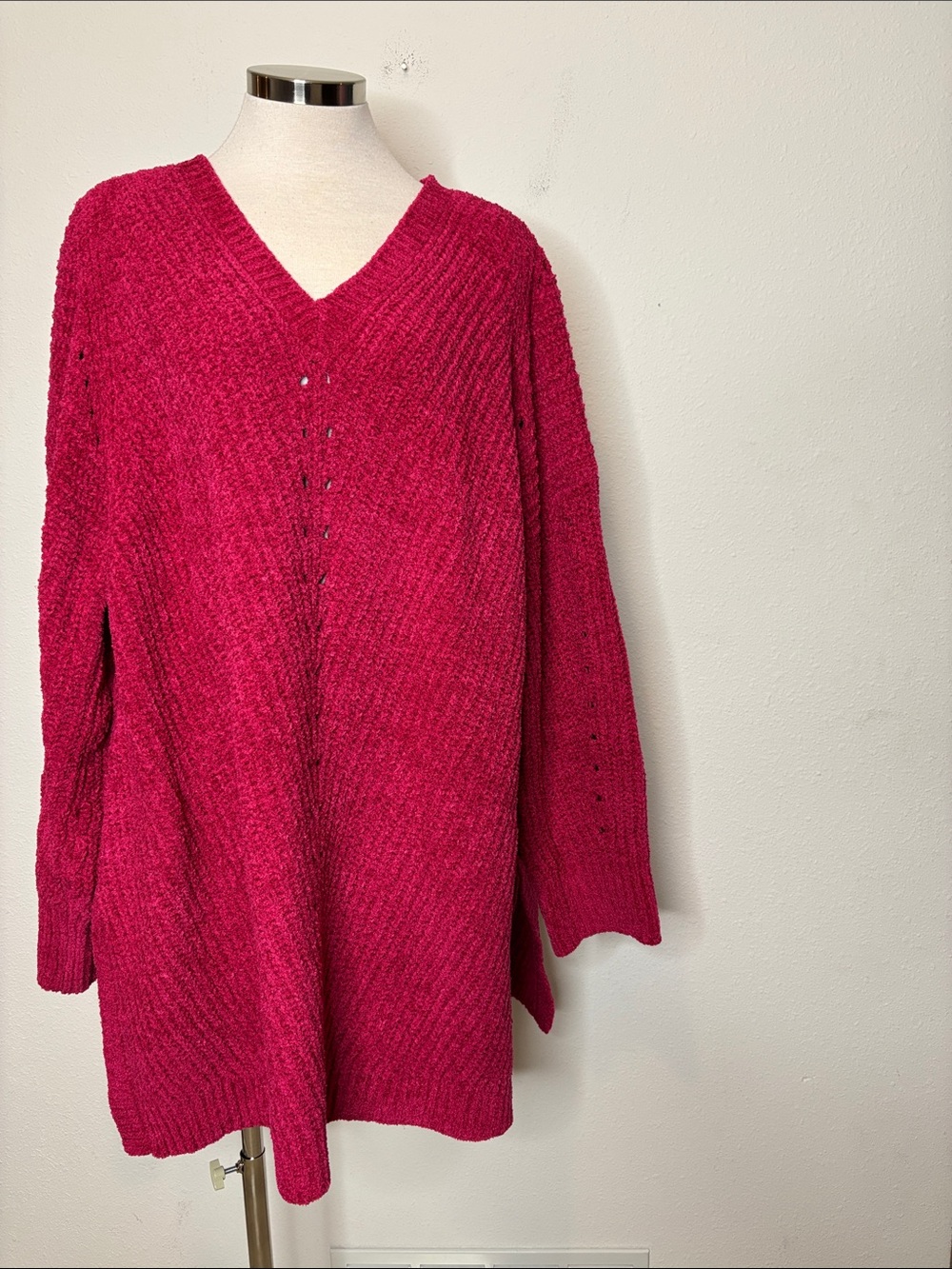 Lane Bryant Bright Fuchsia V-Neck Sweater